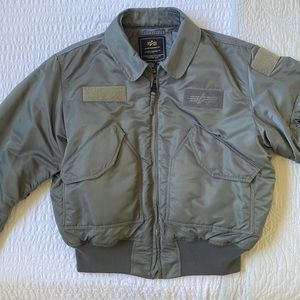 Flight jacket/ Alfa Industries- size Large- Color is Gun metal gray.